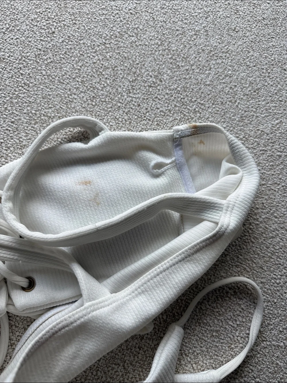 Zaful White Lace-Up Ribbed Bikini Set